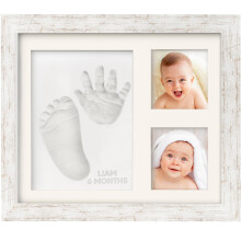 Baby Handprint and Footprint Set Plaster Cast for borns Baby Picture Frame (Vintage White)