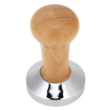 Coffee powder Hammer stainless steel wooden handle flat design 58 mm bottom diameter (2) 2 Original wood color