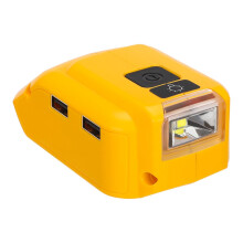 Portable Battery Adapter For 14.4V/18V/20V LithiumIon With Dual USB Ports And DC Port LED Light Compatible with DCB090