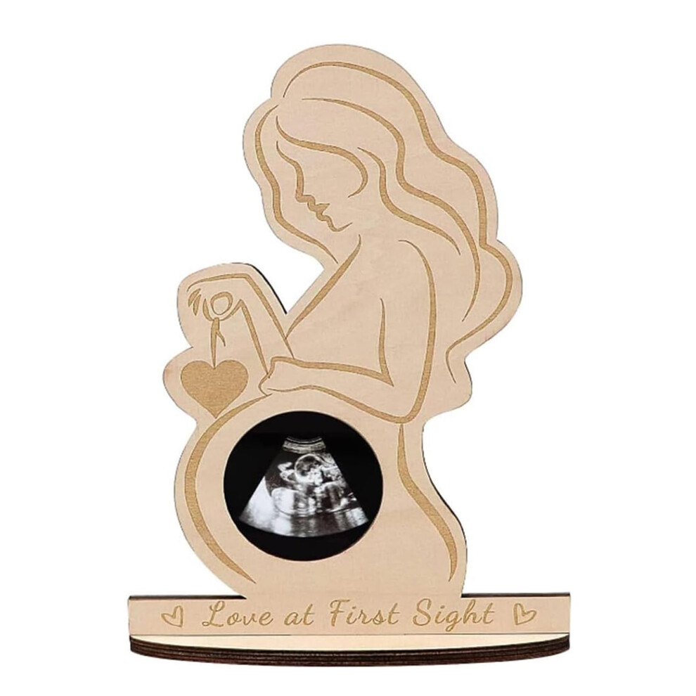 1 Piece Pregnant Mum Bump Photo Ultrasonic Sonogram Wooden Picture Frame Expectant Mother Photo Love at First Sight Display Keepsake
