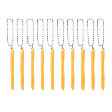10Pcs Simulated Fries Keychain Artificial-Spray painted fries