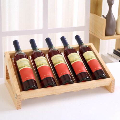 Traditional Solid Wood Wine Bottle Rack-Burgundy Five bottles 2
