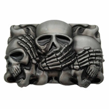 Xwest Rock Punk Skull Belt Buckle, gray