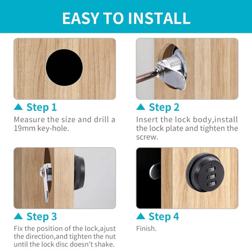 Zinc Alloy Durable Security Locks, Combination Cam Lock For Metal Cabinets, Easy Installation Password Pass Code Lock Resettable Keyless Security For 2