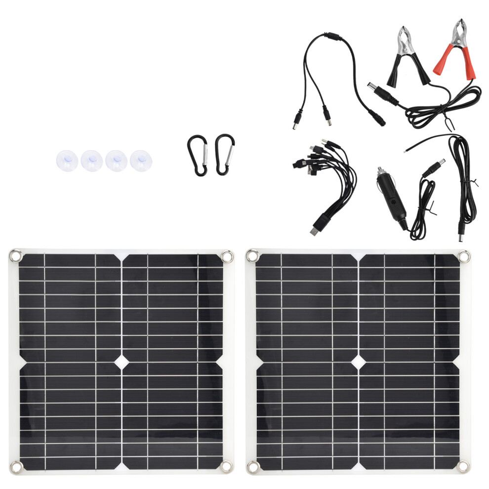 Portable Solar Charger For Car Rv Boat, Waterproof Solar Panel Versatile Renewable Energy 2Pcs 9436597639797