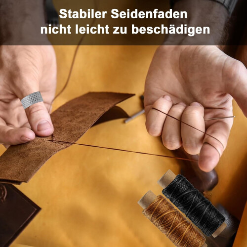 2 Rolls Waxed Leather Yarn, Leather Thread, 7 Saddle Needles for Sewing, DIY Crafts 2