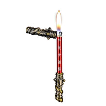 Sculptural Relief Metal Butane Lighters Vintage Soft Flame Windproof Adjustable Color Refillable Gas Extra Long Lighters Red