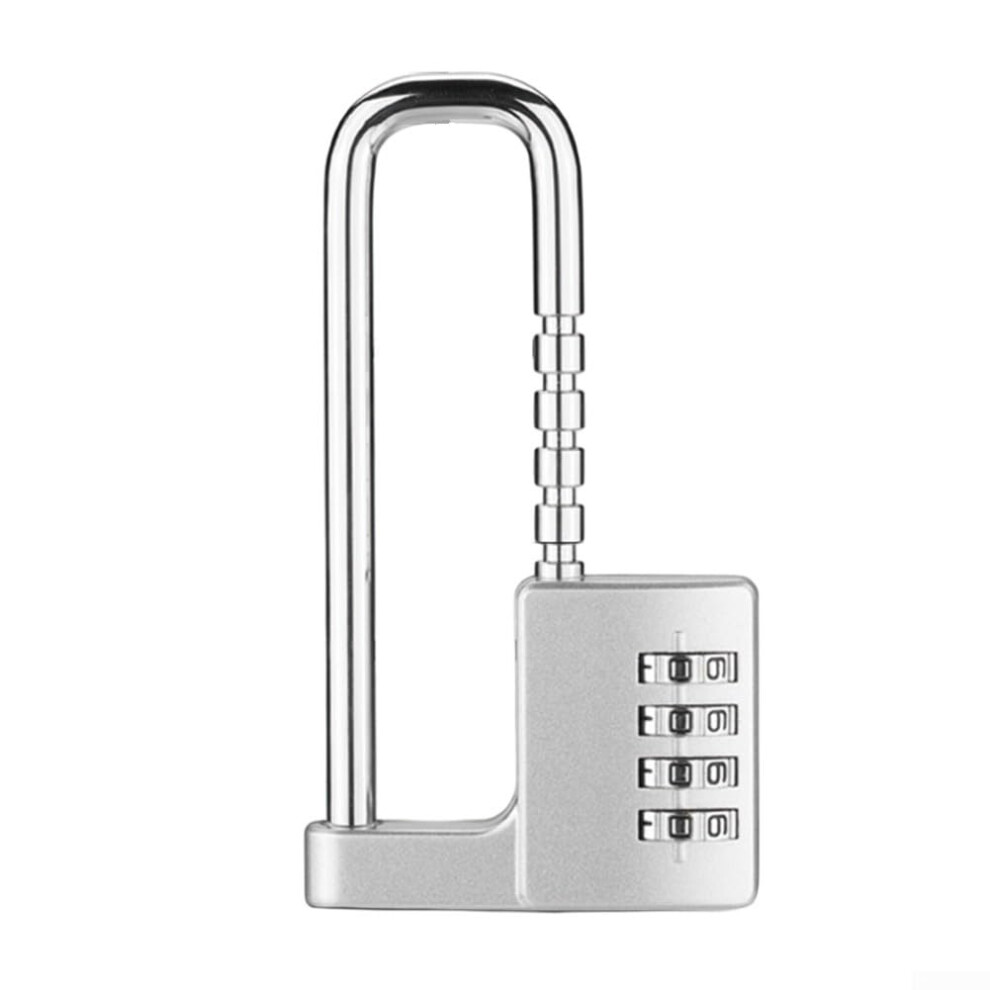 Ushaped Combination Padlock With Adjustable Length, 8 Size Settings, Weatherproof Zinc Alloy Copper Lock, Silver 9339159669594