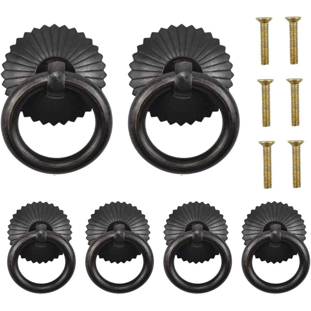 Antique Ring Pulls, Fashionable And Special Design, Vintage Black Cabinet Dresser Drawer Pulls, Suitable For Door Fittings, Shelves, Drawers, Cupboard 9436597641240