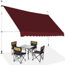 Toldo retrátil - HELLOSHOP26 - 350 x 200-300 cm - Alumínio - Tecido oxford - Vermelho