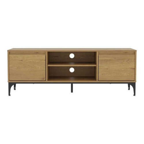 Fernsehmöbel - HELLOSHOP26 - 140x40x50 cm - Dunkel Eichenoptik - 2 Türen - Modernes Design 2