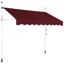 Toldo retráctil - HELLOSHOP26 - 250 x 125 cm - Aluminio - Rojo - Altura ajustable 200-300 cm