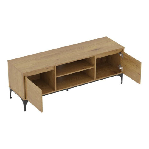 Fernsehmöbel - HELLOSHOP26 - 140x40x50 cm - Dunkel Eichenoptik - 2 Türen - Modernes Design 1