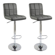 Conjunto de 2 bancos de bar de design sintético cinza 19_0000456