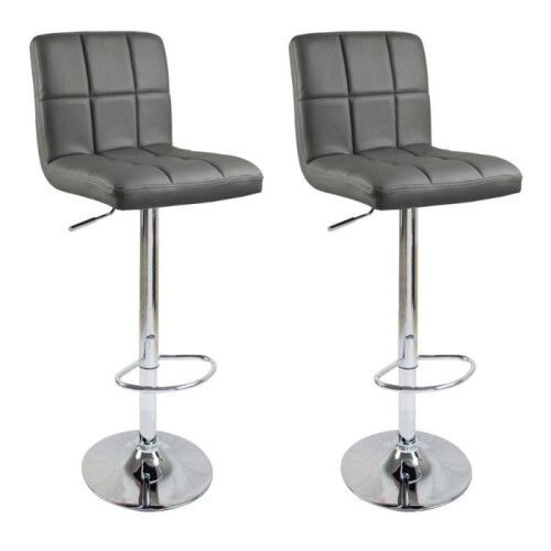 Conjunto de 2 bancos de bar de design sintético cinza 19_0000456