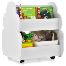 Bibliotheek kinderen op wielen 52 x 47 x 63,5 cm opbergruimte speelgoed en boeken sfeer