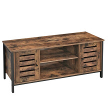 Móvel para TV - HELLOSHOP26 - Suporte para TV com prateleiras - Madeira marrom rústica - Metal preto - 110x40x50 cm