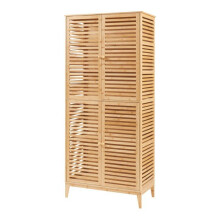 Badkamerkast - HELLOSHOP26 - Bamboe - 4 deuren - 5 compartimenten - 180x80x40 cm