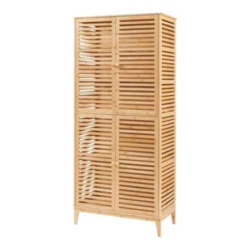 Armadio da bagno - HELLOSHOP26 - Bambù - 4 porte - 5 scomparti - 180x80x40 cm