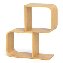 Biblioteca em forma de S - HELLOSHOP26 - 61 x 23 x 66,5 cm - Bambu natural - 1 prateleira - Design compacto