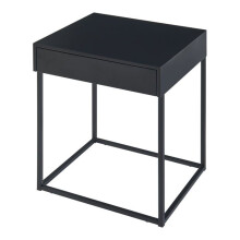 Mesa de apoio - HELLOSHOP26 - 50x43x41 cm - Preto mate - Gaveta de armazenamento - Design atemporal