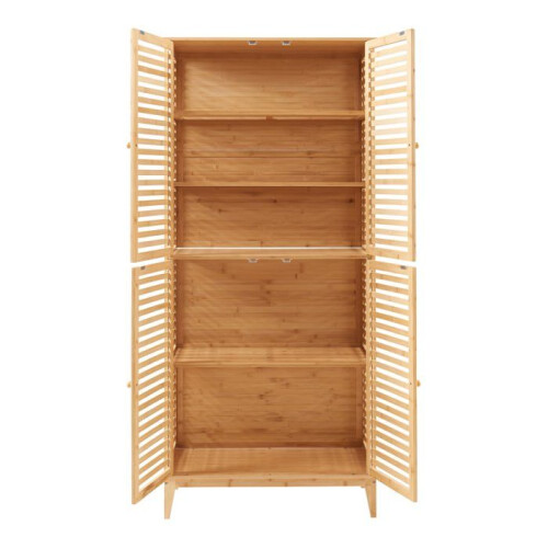 Armadio da bagno - HELLOSHOP26 - Bambù - 4 porte - 5 scomparti - 180x80x40 cm 2