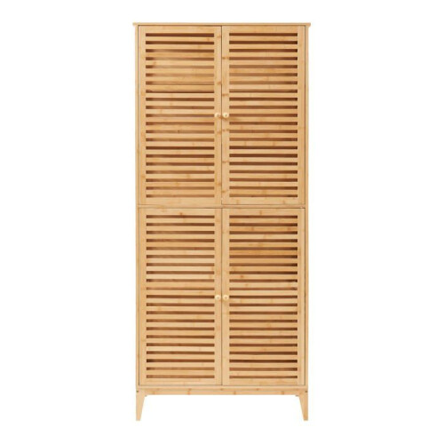 Armadio da bagno - HELLOSHOP26 - Bambù - 4 porte - 5 scomparti - 180x80x40 cm 1