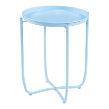 Konsole Beistelltisch - HELLOSHOP26 - 53 x 40 cm - Lackierter Stahl - Himmelblau - Abnehmbares Tablett