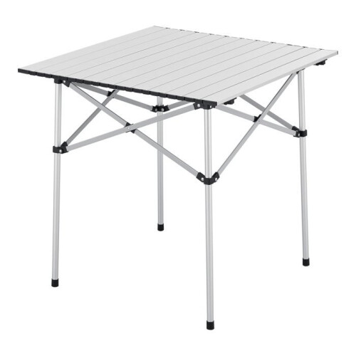 Table de camping pliante - HELLOSHOP26 - 70 x 70 x 70 cm - Argent - Robuste - Pliable