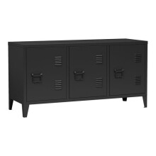 Móvel de TV - HELLOSHOP26 - 3 Portas - Preto - 113 x 40 x 58 cm - Metal