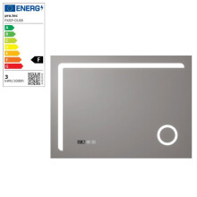 Miroir lumineux LED - HELLOSHOP26 - 70 x 100 cm - Argent - Fonction anti-buée - 3 niveaux d'éclairage