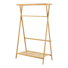 Portant à vêtements portemanteau porte-vêtements penderie dressing ouvert bambou 140 x 90 x 45 cm