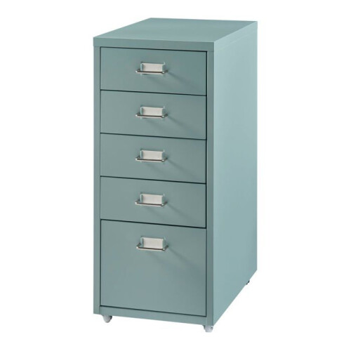 Bureau caisson - HELLOSHOP26 - Rollen kast - 5 lades - Muntgroen - Metaal