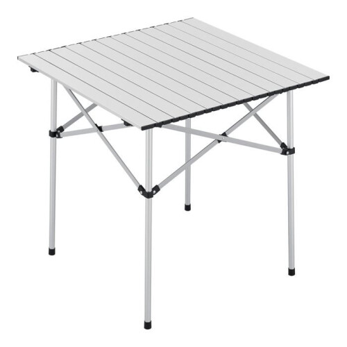 Table de camping pliante - HELLOSHOP26 - 70 x 70 x 70 cm - Argent - Robuste - Pliable 1