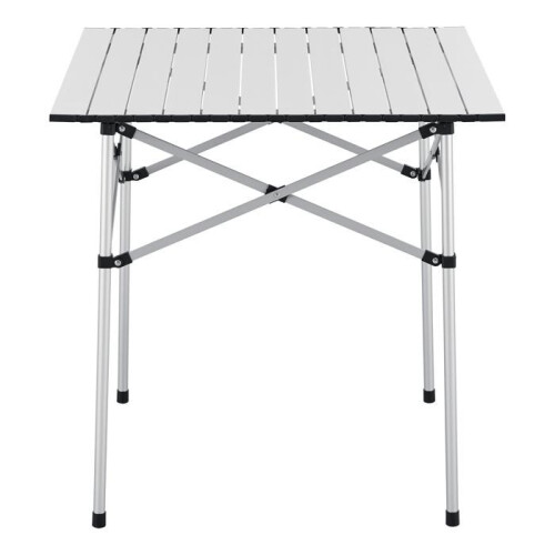 Table de camping pliante - HELLOSHOP26 - 70 x 70 x 70 cm - Argent - Robuste - Pliable 2