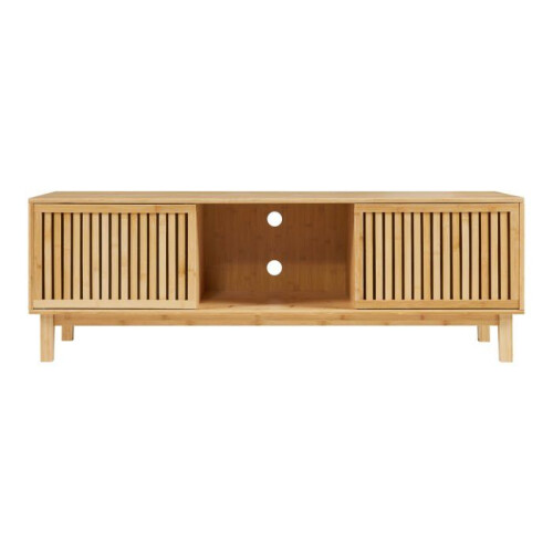 Móvel de TV - HELLOSHOP26 - 150x42x50 cm - Bambu natural - 3 compartimentos - Design moderno 1