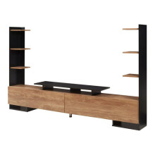 Móvel para TV - HELLOSHOP26 - Preto - Prateleiras laterais - Armazenamento espaçoso - Design moderno