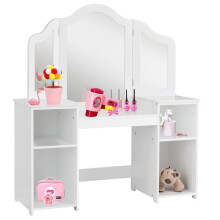Coiffeuse pour enfants - HELLOSHOP26 - 107 x 40 x 117 cm - Miroir amovible - Design 2 en 1 - Sécurisée