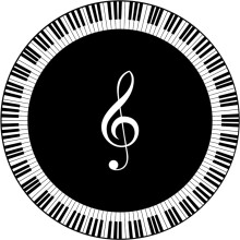 Modern dekorativ heminredningsmatta, funktionell matta med musiknoter och tangentbordsmönster, perfekt för vardagsrum
