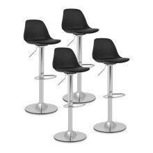 Conjunto de 4 banquetas de bar com encosto, base cromada preta 14_0003746