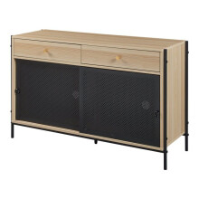Móvel de TV - HELLOSHOP26 - 120 x 40 x 75 cm - Efeito carvalho preto - 2 gavetas - 2 portas deslizantes