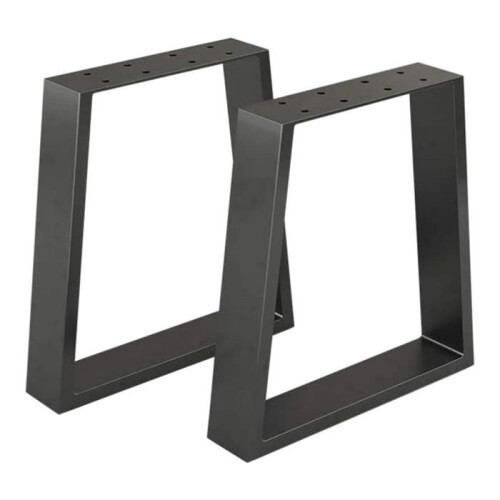 Tischfüße - HELLOSHOP26 - Trapezförmig - Lackstahl - Höhe 42 cm - Mattschwarz