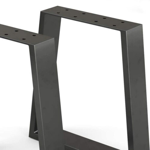 Tischfüße - HELLOSHOP26 - Trapezförmig - Lackstahl - Höhe 42 cm - Mattschwarz 2