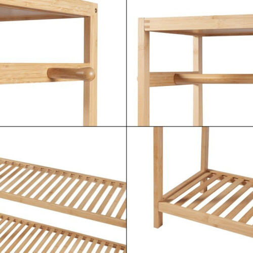 Perchero - HELLOSHOP26 - Diseño Bambú - 165 x 100 x 35 cm - Natural - Montaje fácil 2