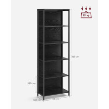 Estante LED - HELLOSHOP26 - 6 níveis - Luz ajustável - Preto madeira - Capacidade 231 kg