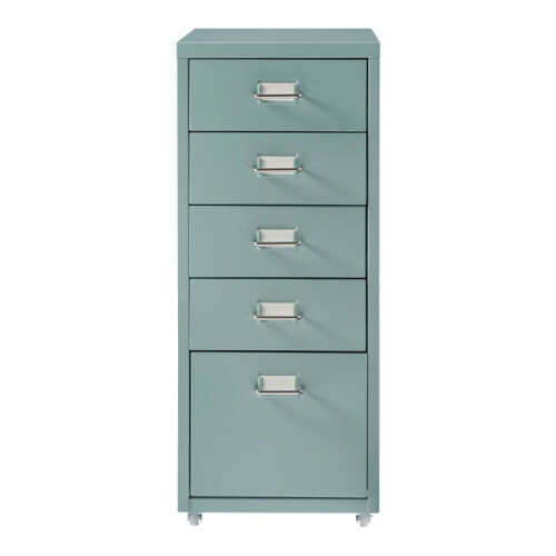 Bureau caisson - HELLOSHOP26 - Rollen kast - 5 lades - Muntgroen - Metaal 2
