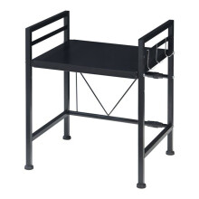 Suporte para micro-ondas - HELLOSHOP26 - Preto - Prateleira ajustável - 3 ganchos - Comprimento ajustável