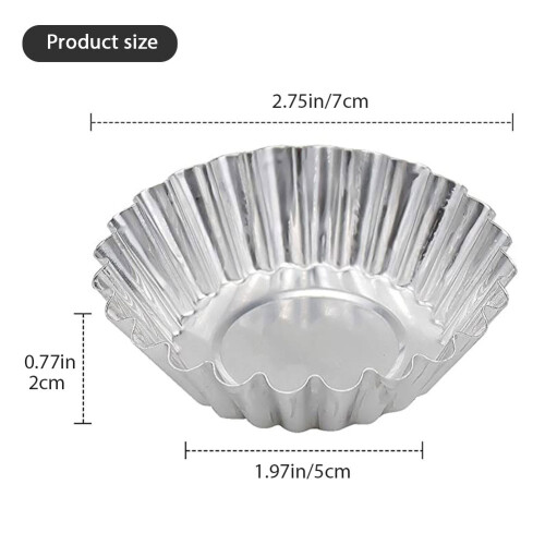 Reusable Baking Cups for Egg Tarts, Durable Fluted Design Aluminum Mold with Easy to Clean Surface and Stackable Structure, Non Stick Coating Silicone 1