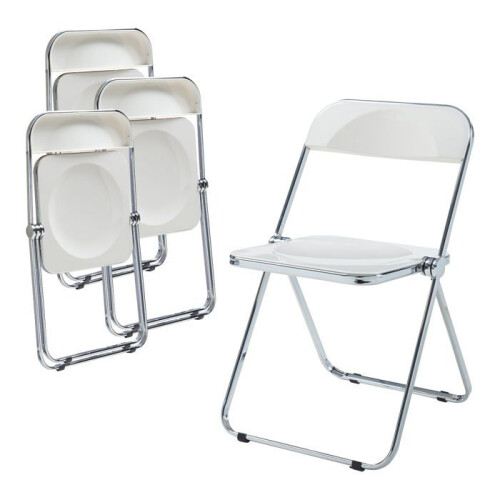 Cadeiras de camping - HELLOSHOP26 - Conjunto de 4 - Branco - Aço - 74 x 46 x 47 cm