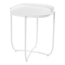 Couchtisch - HELLOSHOP26 - Beistelltisch - Abnehmbarer Tablett - Weißer Stahl - 53 x 46 x 46 cm
